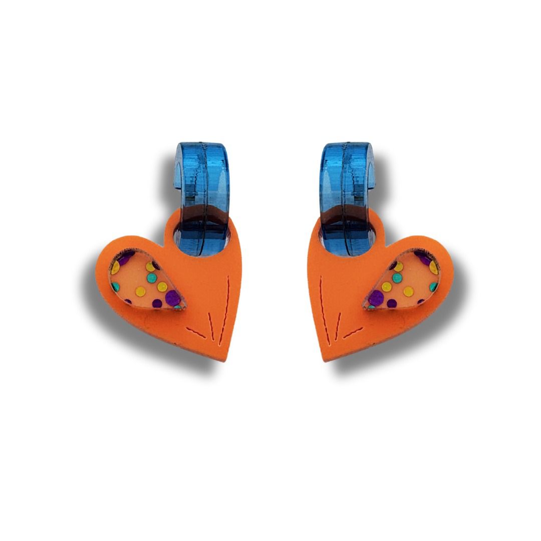 Aro metacrilato corazón naranja