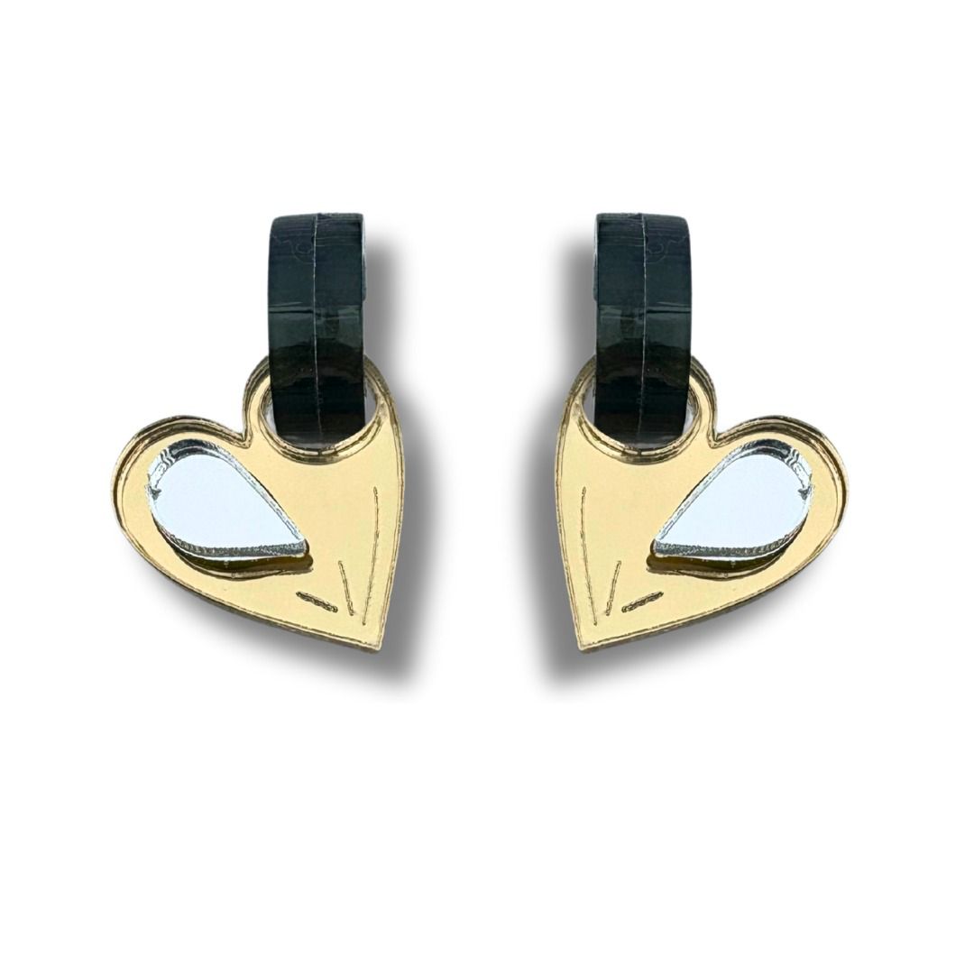 Aro metacrilato corazón dorado