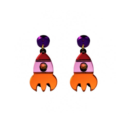 Pendientes cohete morado