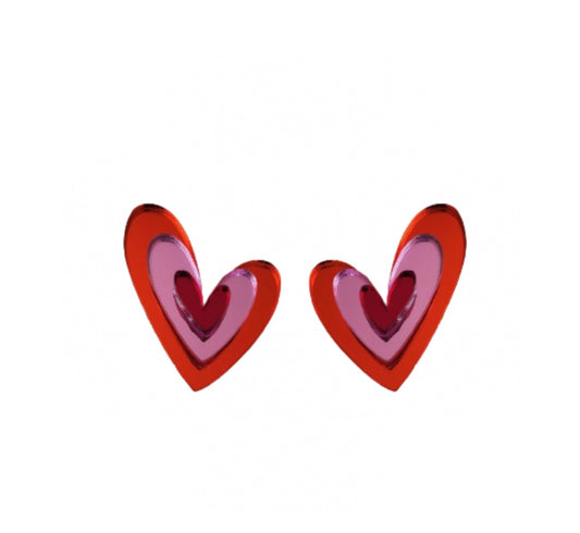 Pendientes corazón triple