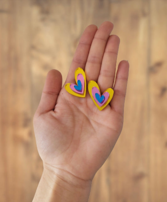 Pendientes corazón triple