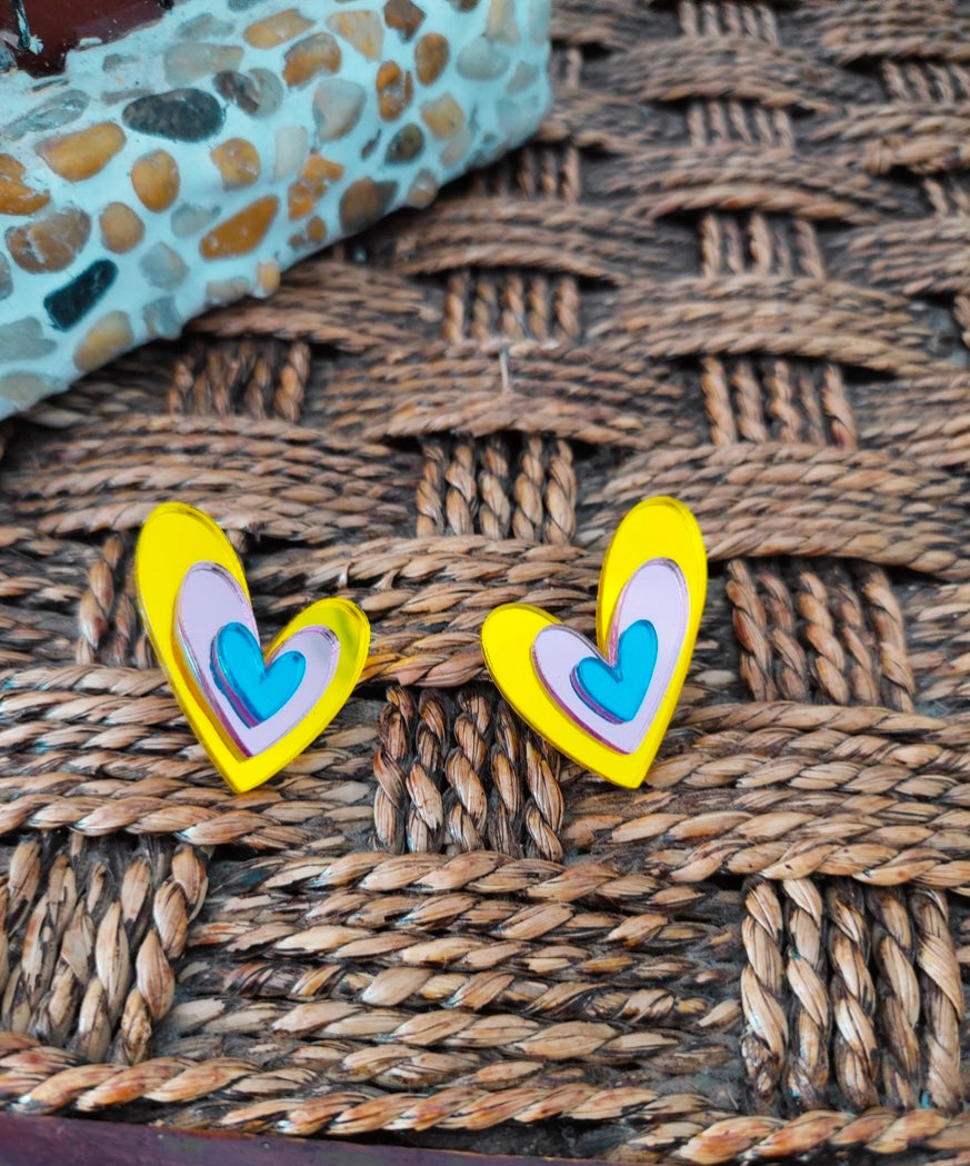 Pendientes corazón triple