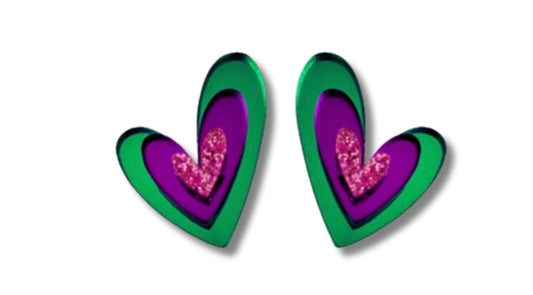 Pendientes corazón triple