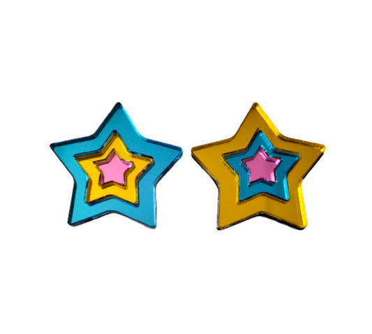 Pendientes estrella amarillo turquesa