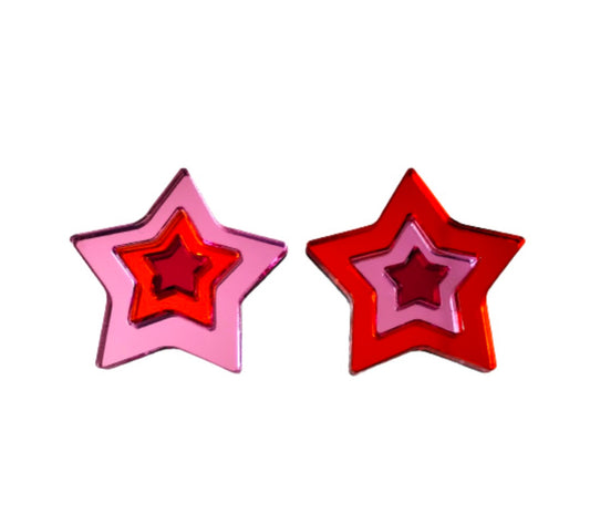Pendientes estrella naranja rosa