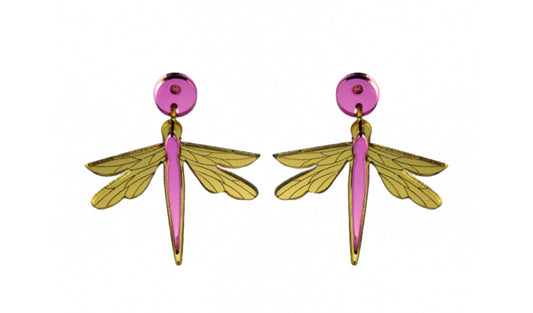 Pendientes libélula rosa