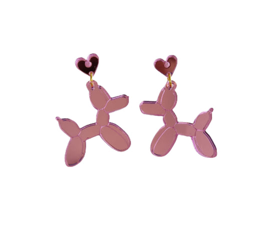 Pendientes perro globo rosa