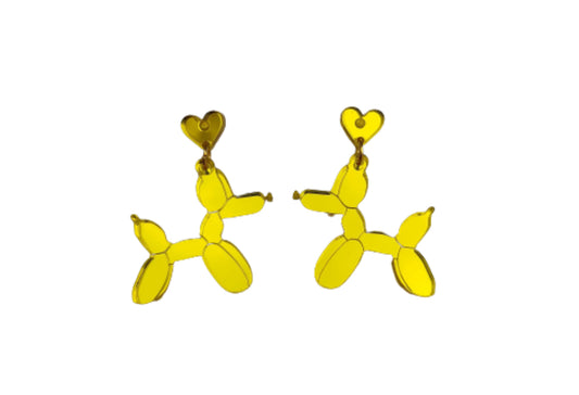 Pendientes perro globos amarillos