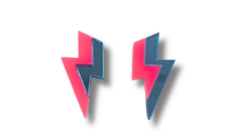Pendientes rayo rosas y azul