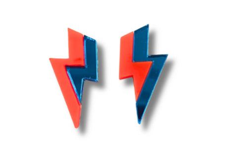 Pendientes rayo naranja azul