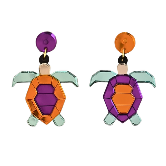 Pendientes Tortuga morada naranja