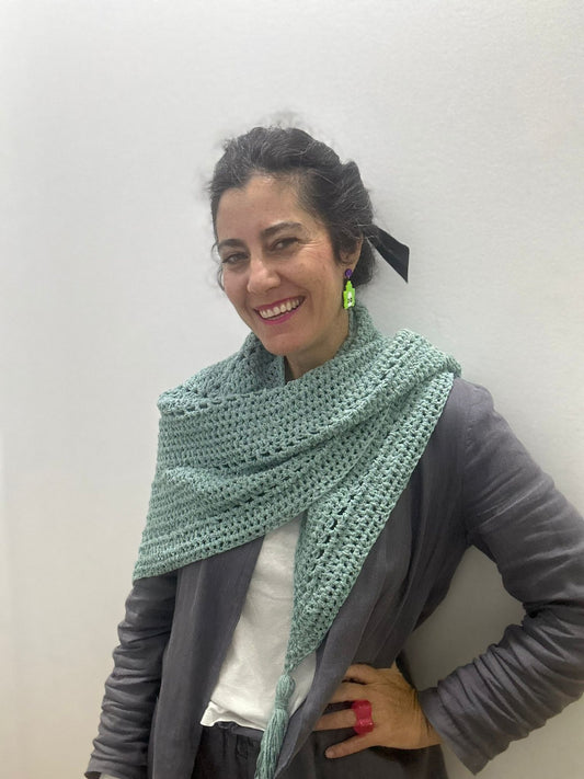 Pico de crochet hecho a mano verde