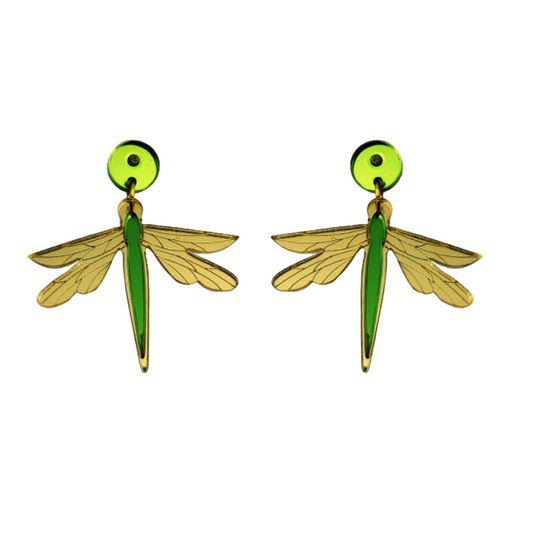 Pendientes Libélula verde